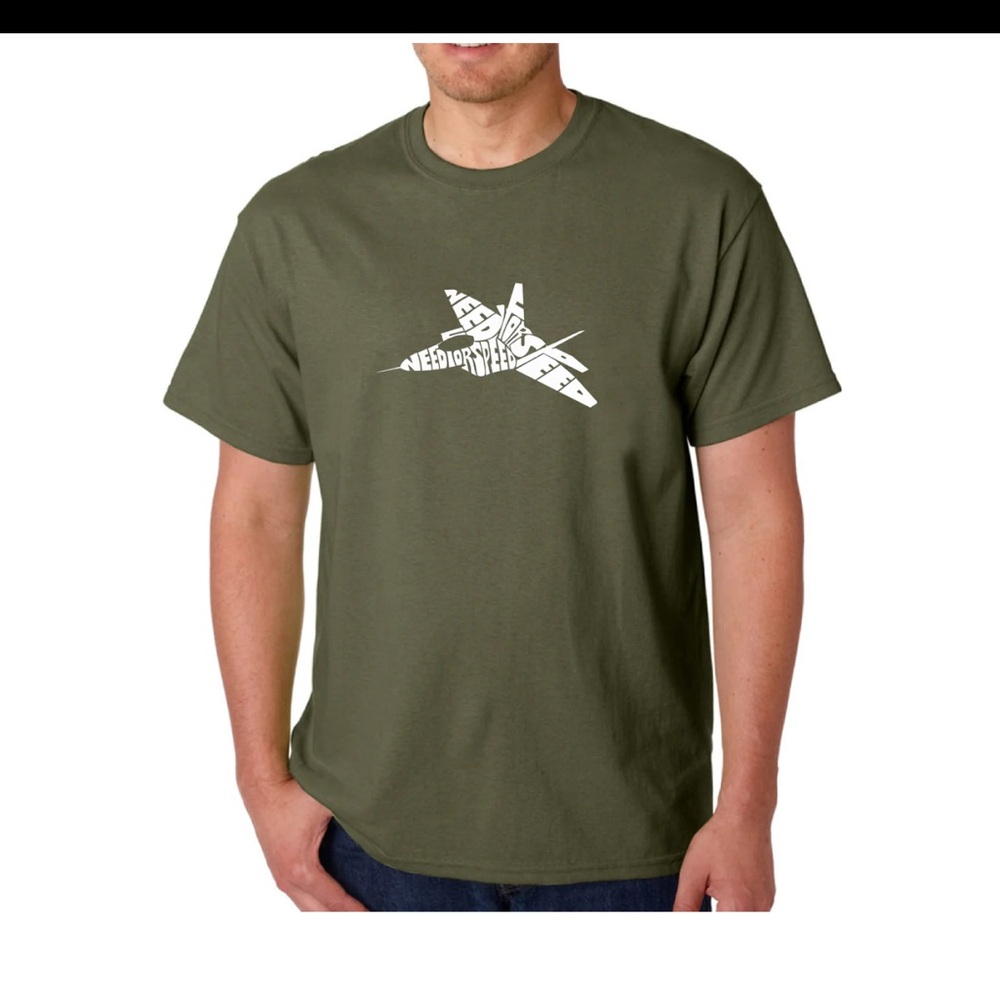 LA Pop Art FIGHTER JET NEED FOR SPEED - MEN'S WORD ART T-SHIRT New With Tags